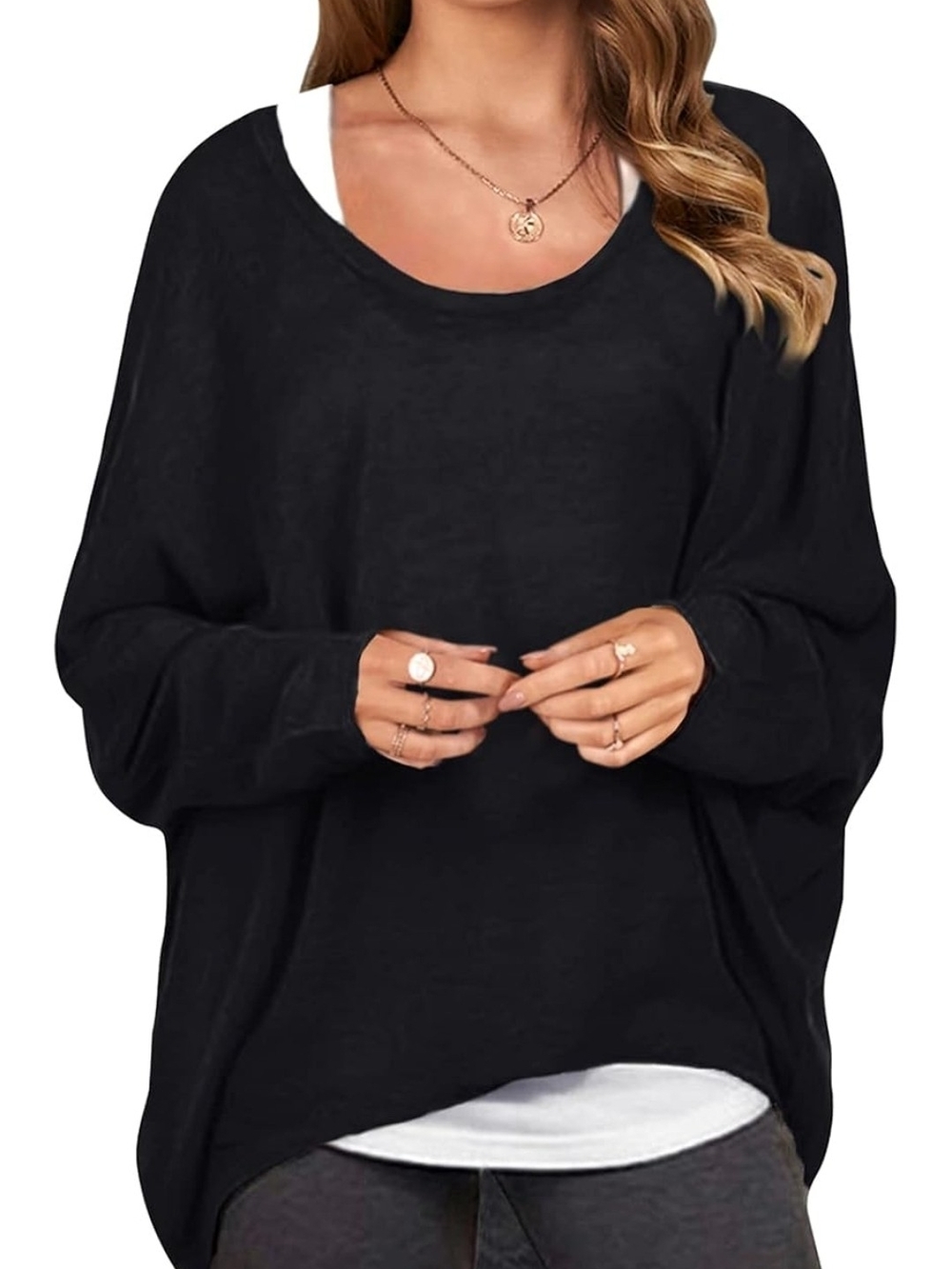 Zanzea Women's Off The Shoulder Batwing Oversized Top-Lg